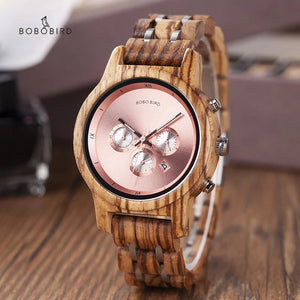 Nefertiti Wooden Watch – Luxury Chronograph, Auto Date & Quartz Elegance