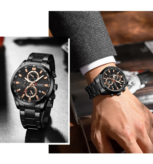 Flavius Chrono Watch – Sporty Elegance, Stainless Steel & Date Display