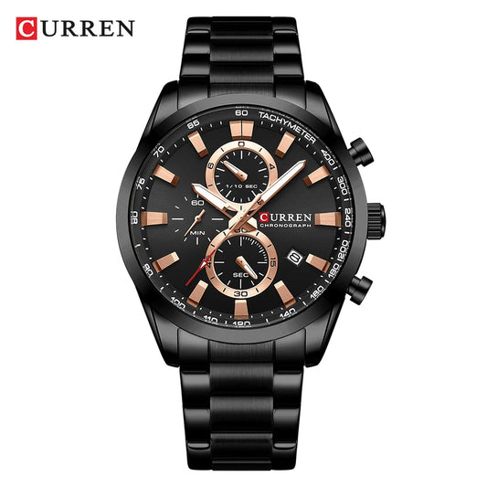 Flavius Chrono Watch – Sporty Elegance, Stainless Steel & Date Display