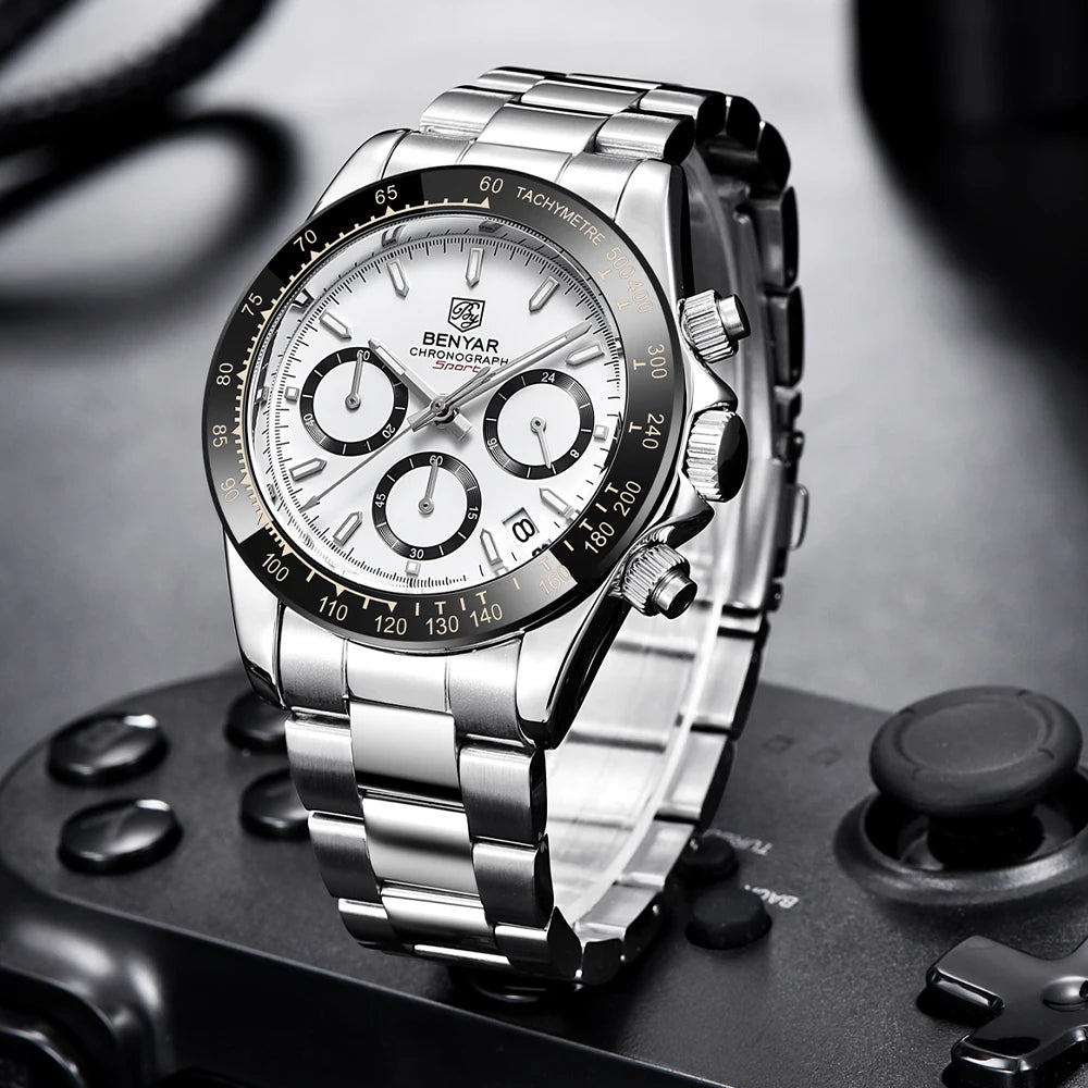 Augustus Chrono Watch – Luxury Steel, Waterproof & Precision Quartz