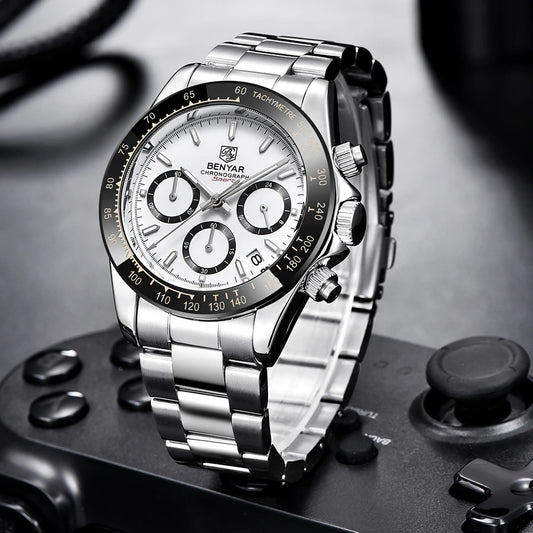 Augustus Chrono Watch – Luxury Steel, Waterproof & Precision Quartz