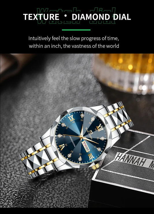 Julius Caesar Diamond Watch – 41MM Luxury, Night Glow & Dual Calendar
