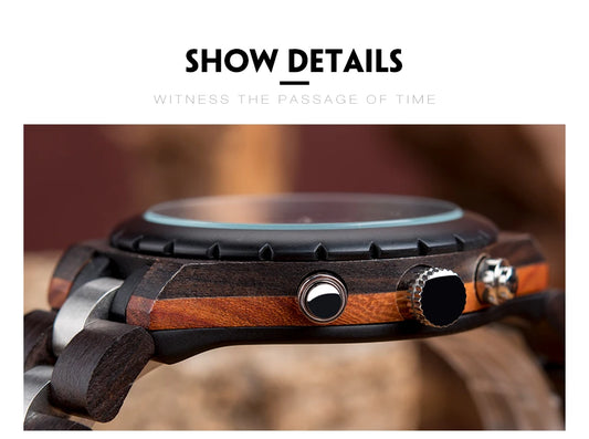 Diomedes Wooden Watch – Luxury Chronograph, Military Quartz Precision