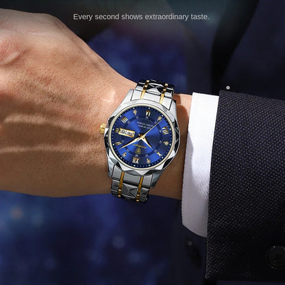 Zephyros Quartz Watch – Green Dial, Waterproof & Luminous Steel Design