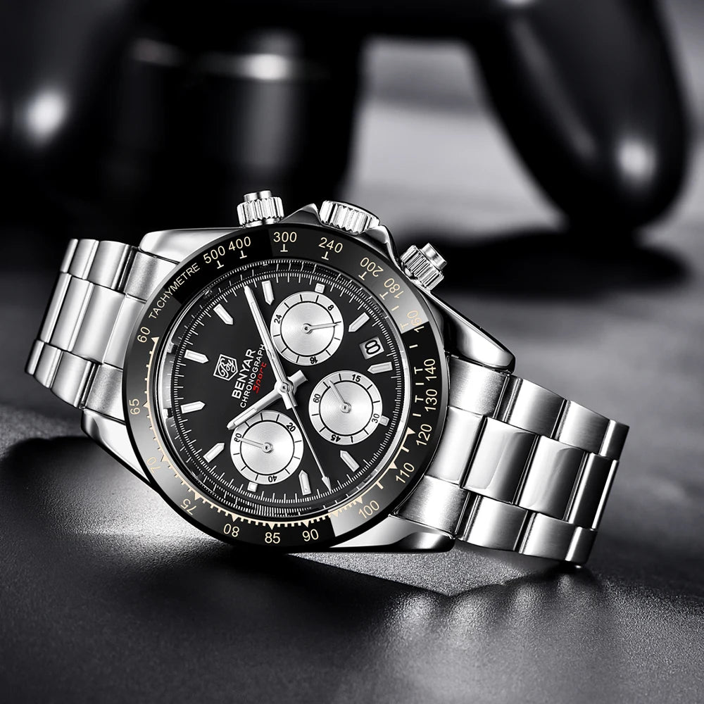 Augustus Chrono Watch – Luxury Steel, Waterproof & Precision Quartz