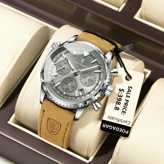 Charon Luxus Herren uhr  Wasserdicht Chronograph Leder
