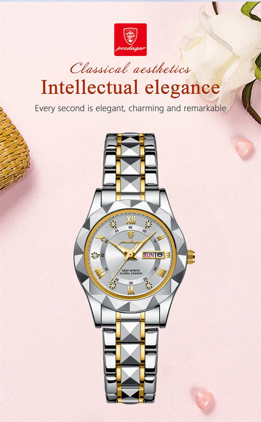 Seneca Edelstahl Elegante Damen Uhr
