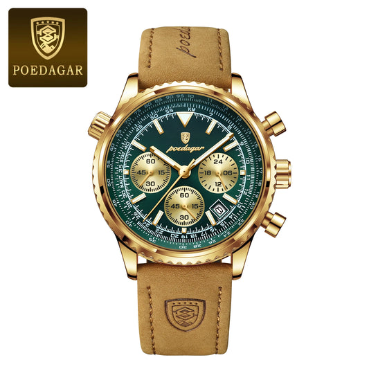 Hector Chrono Watch – Fashion Quartz, Waterproof & Luminous Leather Design