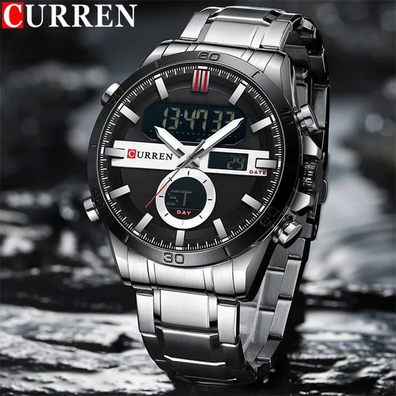 Trajan Chrono Watch – Luxury Military Sport, Silver Steel & Quartz Precision