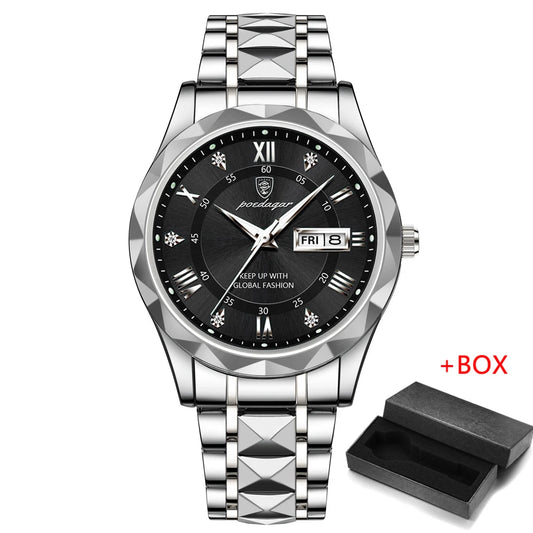 Zephyros Quartz Watch – Green Dial, Waterproof & Luminous Steel Design