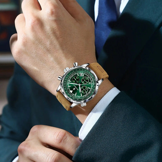 Charon Luxus Herren uhr  Wasserdicht Chronograph Leder